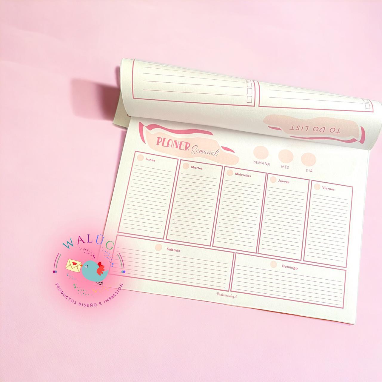 Planner Semanal Rosa Encolado en venta